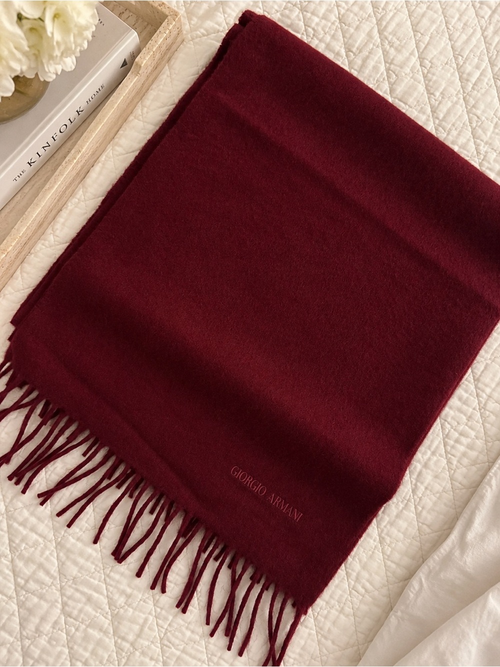 Giorgio Armani 100% Cashmere Burgundy Scarf